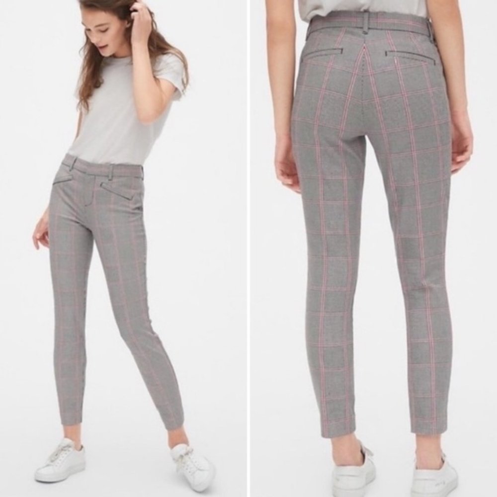 GAP Signature Skinny Pants in Pink Houndstooth Plaid